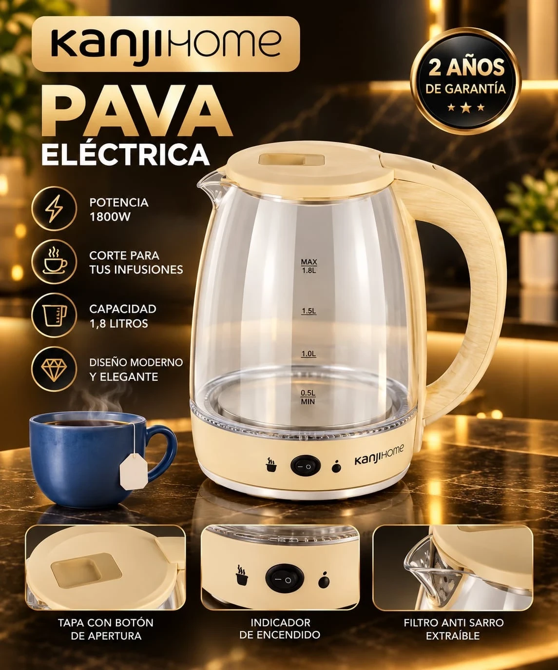 KANJI HOME PAVA ELÉCTRICA *CONSULTAR DISPONIBILIDAD CON EL VENDEDOR*