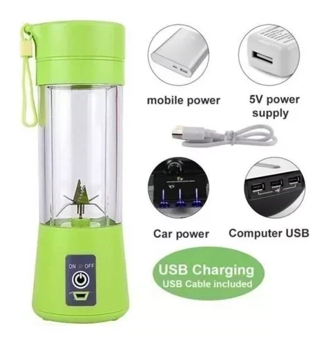 Mini Licuadora Portátil Recargable Usb Vaso De 380  2