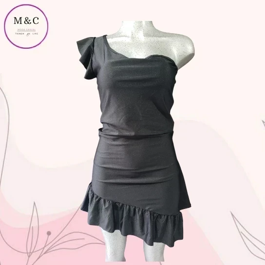 Vestido asimetrico licra colombiana 