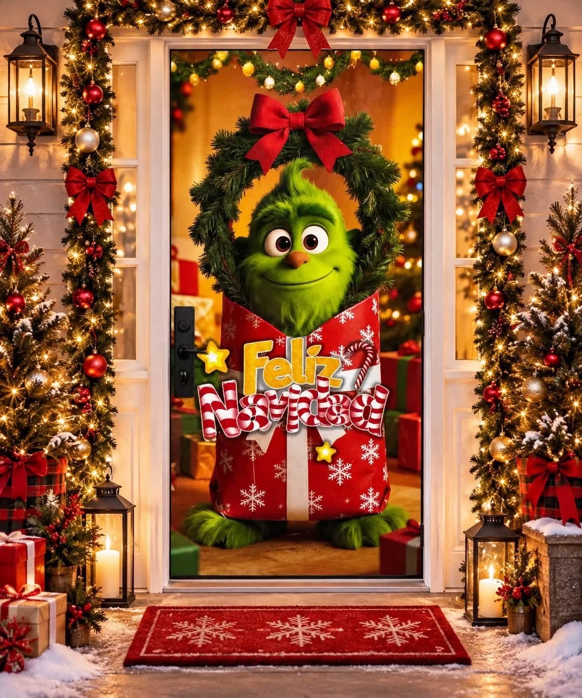 CUBRE PUERTAS GRINCH 2.1 metros x 1 metro