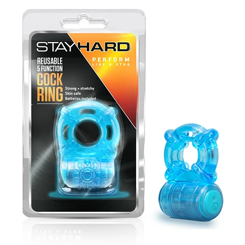 Reusable 5 Function Cock Ring Blue