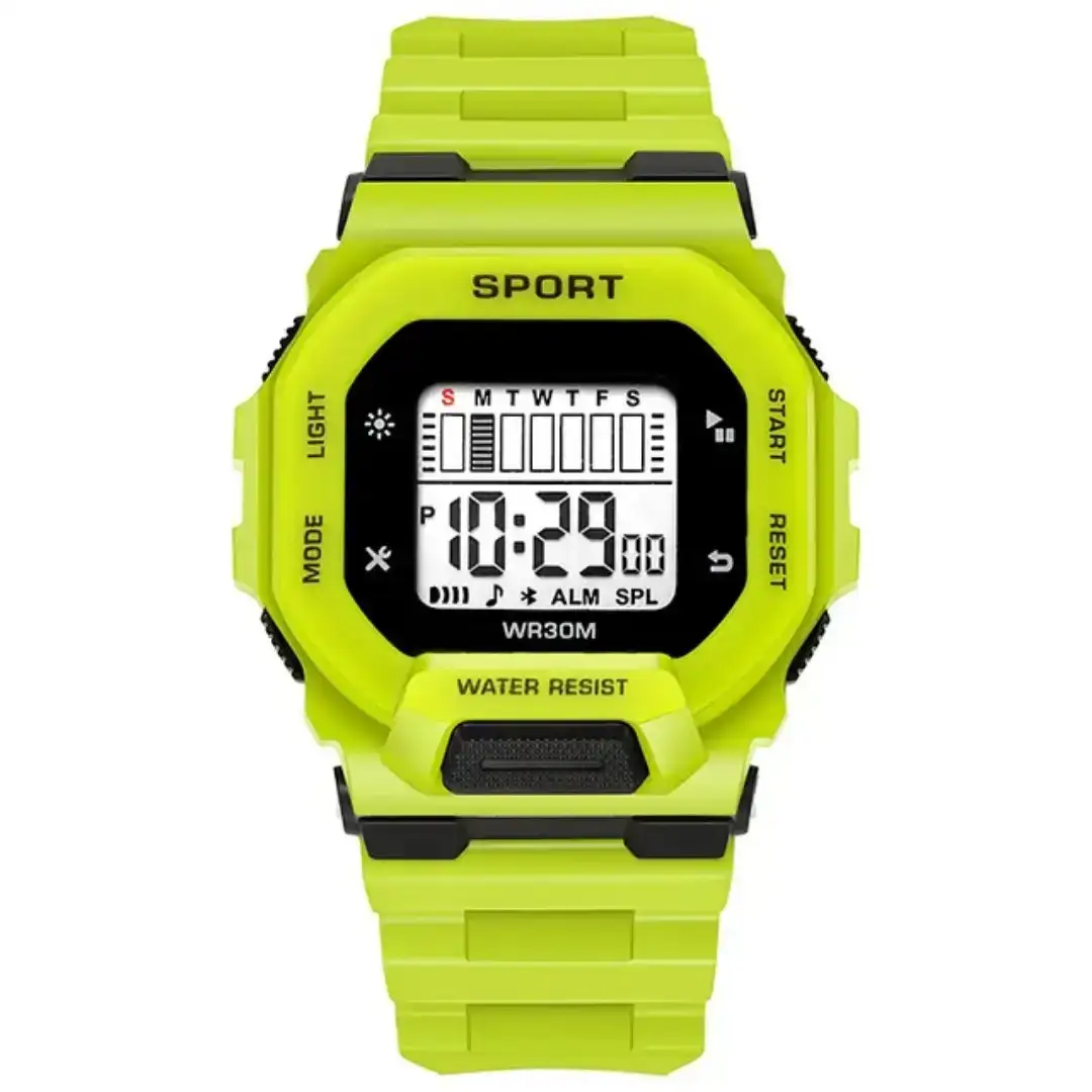 Reloj Deportivo Digital Cuadrado Verde Fluorescente 