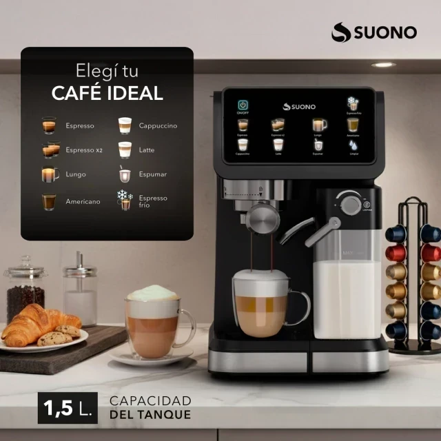 Cafetera Espresso Automática Suono 1.5L 20 Bar 4