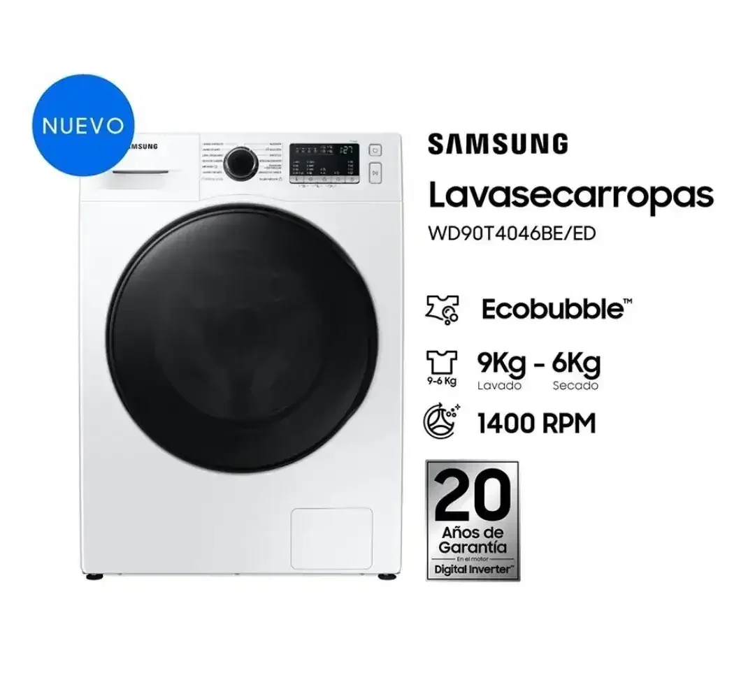 Lavasecarropas Samsung Wd90T4046Be 9Kg Cf Bco