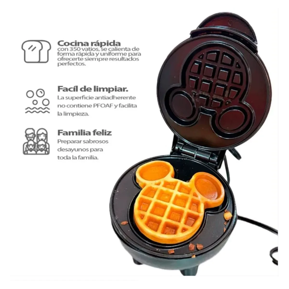 Mini Waflera antiadherente Mickey mouse  3