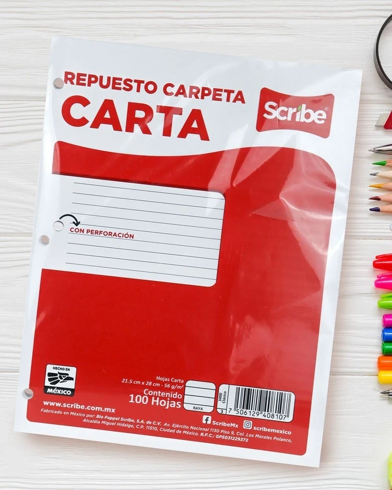 Hojas para carpeta rayado tamaño carta