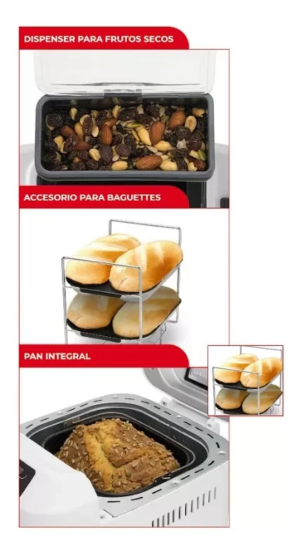 Fabrica Horno De Pan Laduree Daihatsu Bm-1333 con Dispenser Frutos Secos 12 Programas y Accesorio Estante para Pan 2