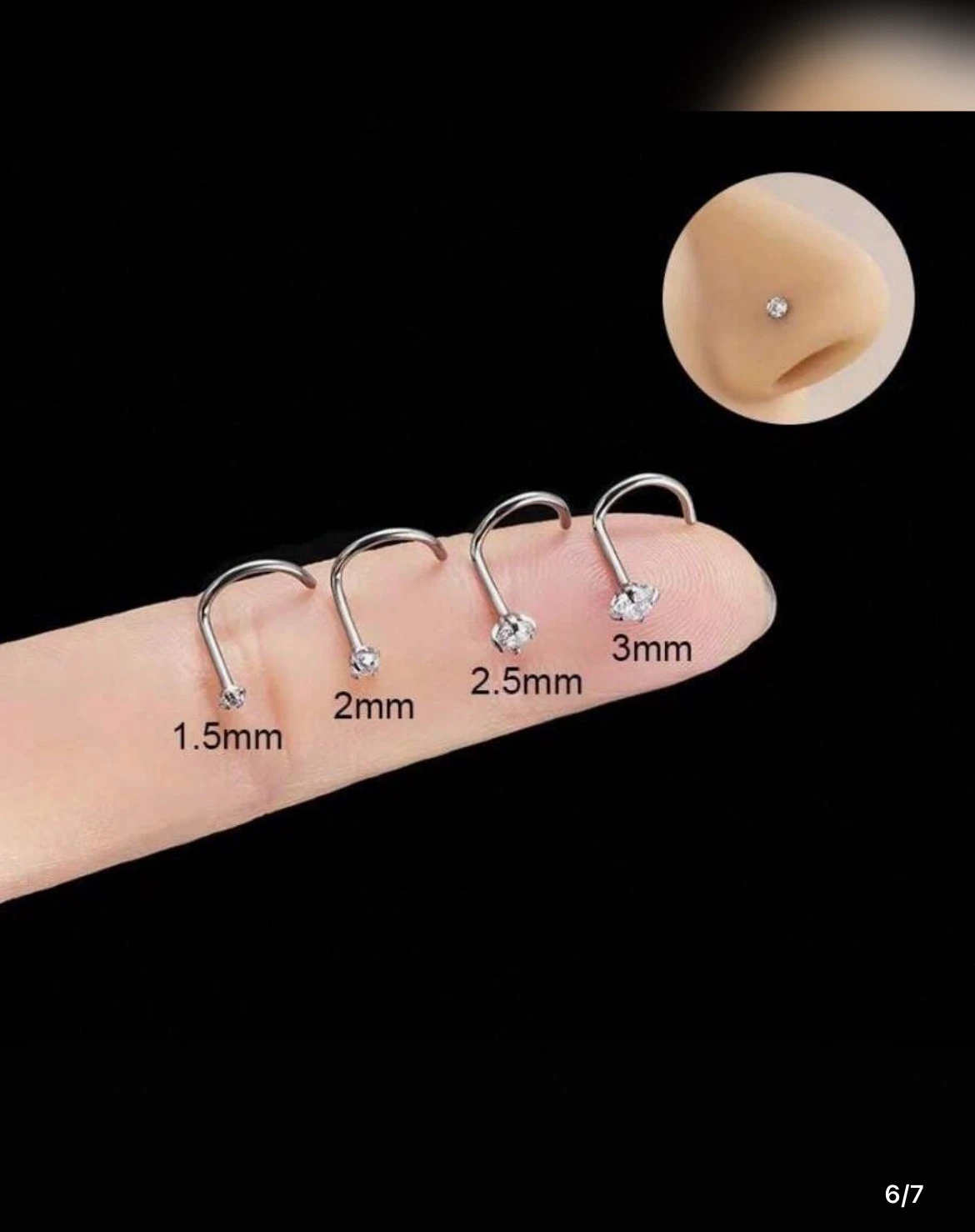 Piercing de nariz plateado