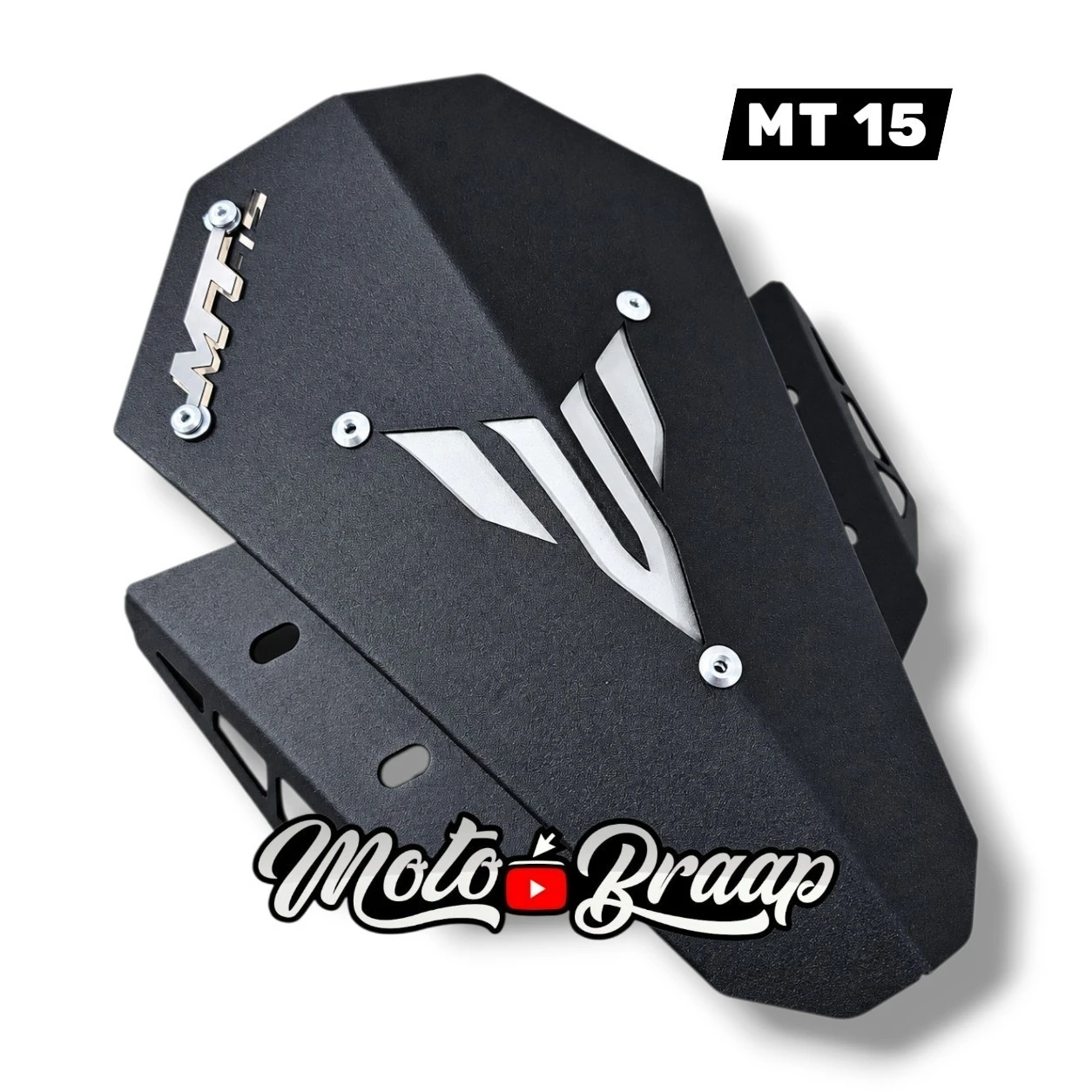 MT 15 Cupula acero negro logo 3d cromado incluye aletas grises par ML