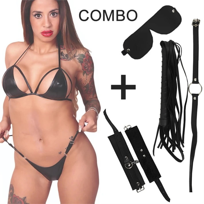 Kit bondage Eco Cuero + conjunto lenceria