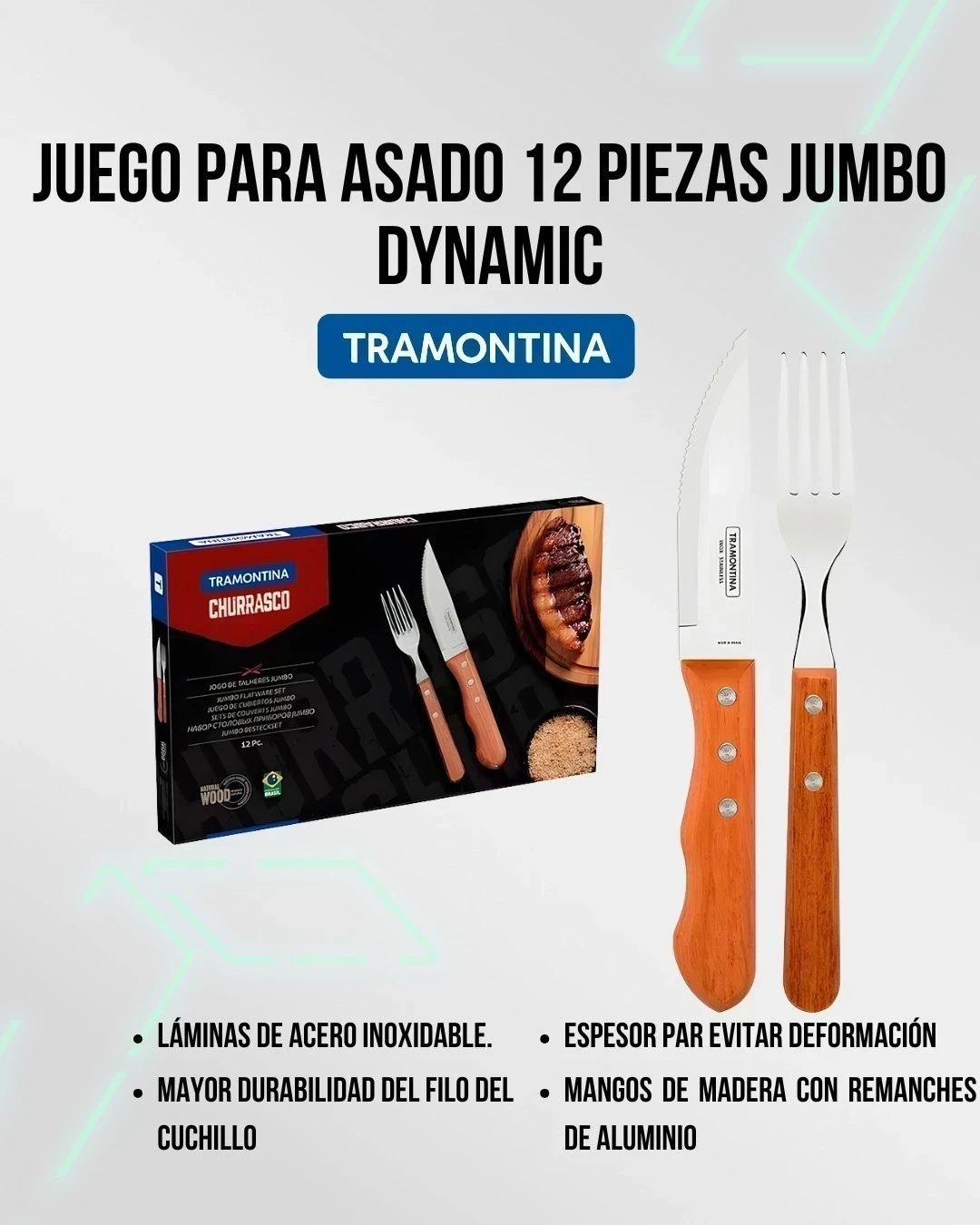 SET DE CUBIERTOS TRAMONTINA CHURRASCO 12 PIEZAS 