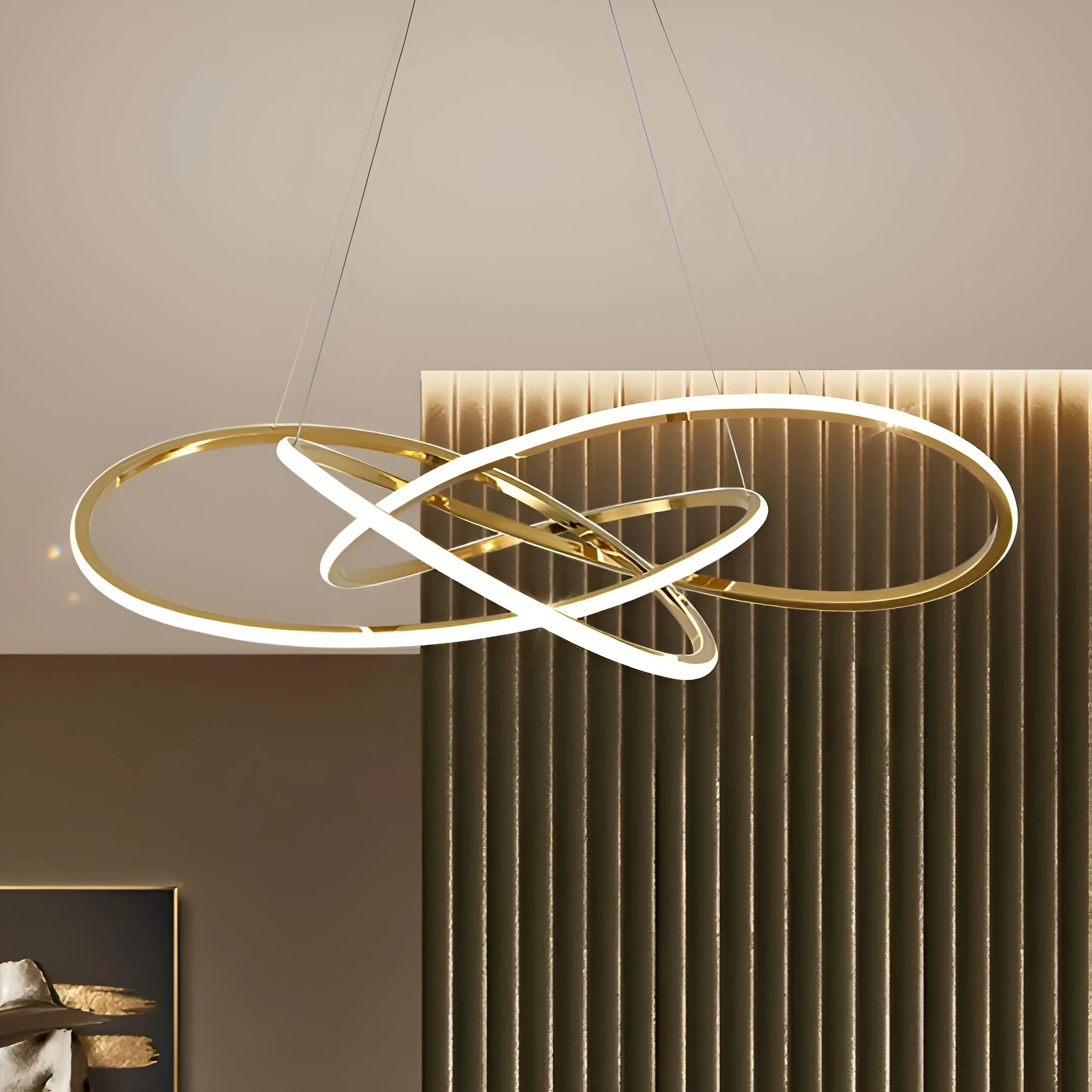 LAMPARA COLGANTE LED DORADA 3TONOS/3K4K6K