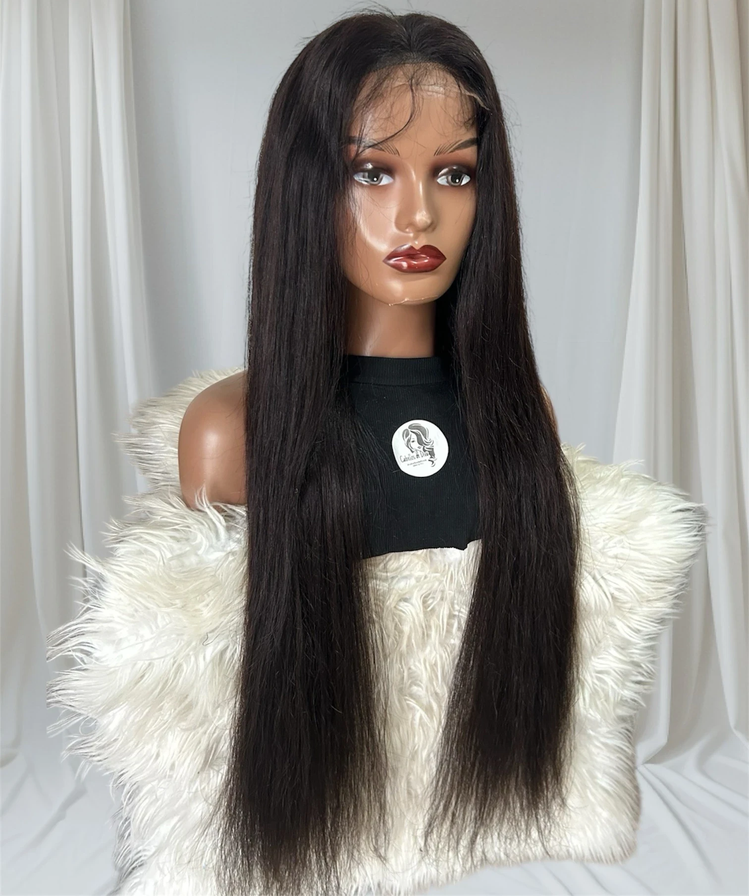 Peluca lisa cabello humano de 32 pulgadas, frontal lace 4x4, 180% densidad  2