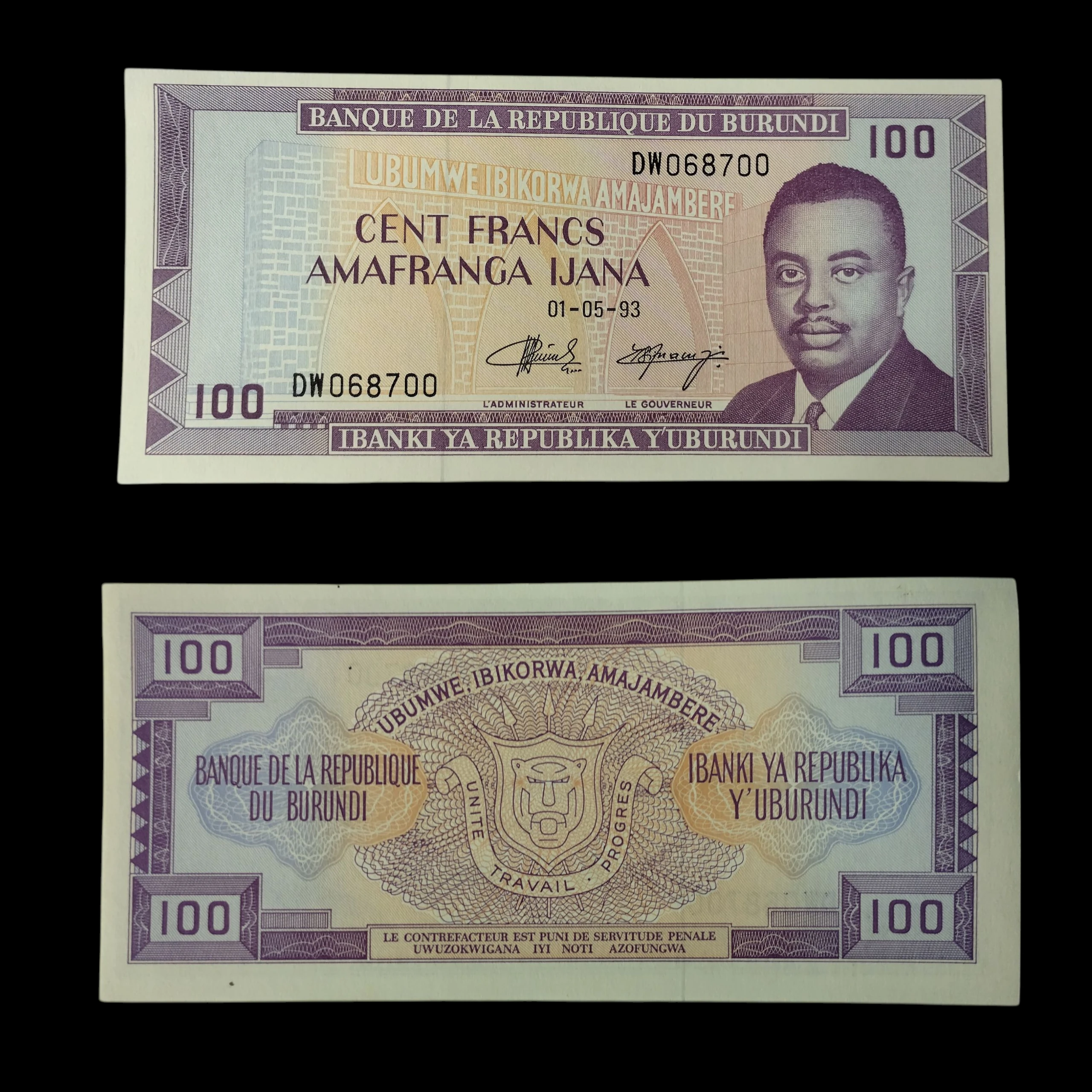 • Burundi 100 francos UNC