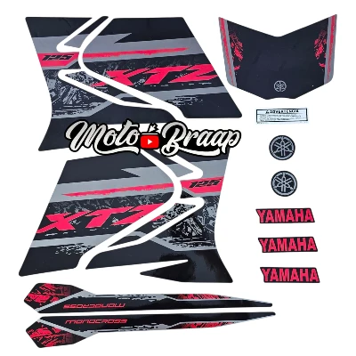 Xtz 125 Calcomanias rasgado 2025 Negro rojo gris