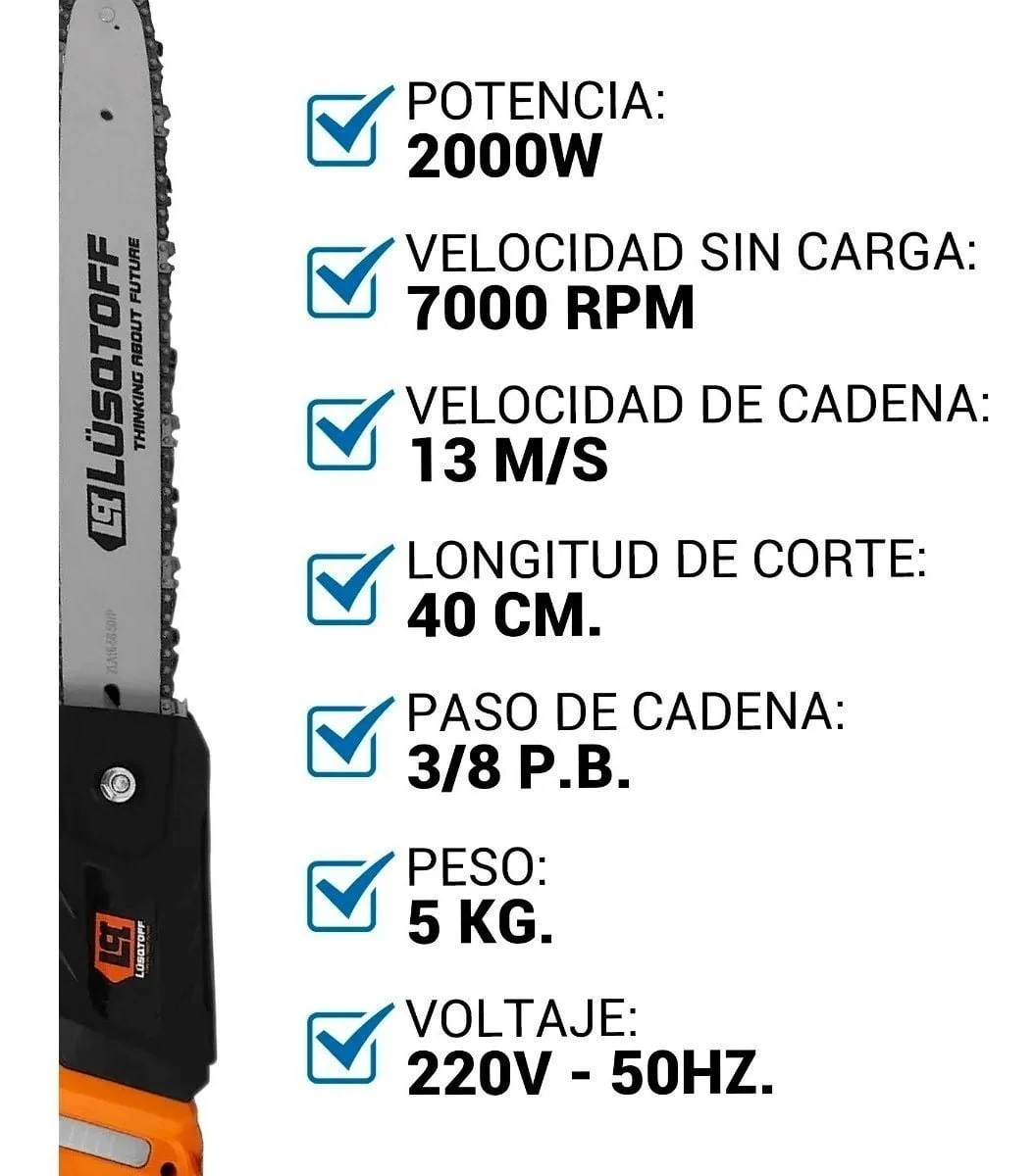 Electrosierra Motosierra Lüsqtoff ESL200-8 2000w 4