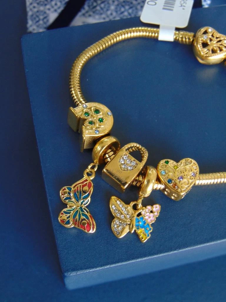 PULSERA ACERO DOR TIPO PANDORA MARIPOSAS 2