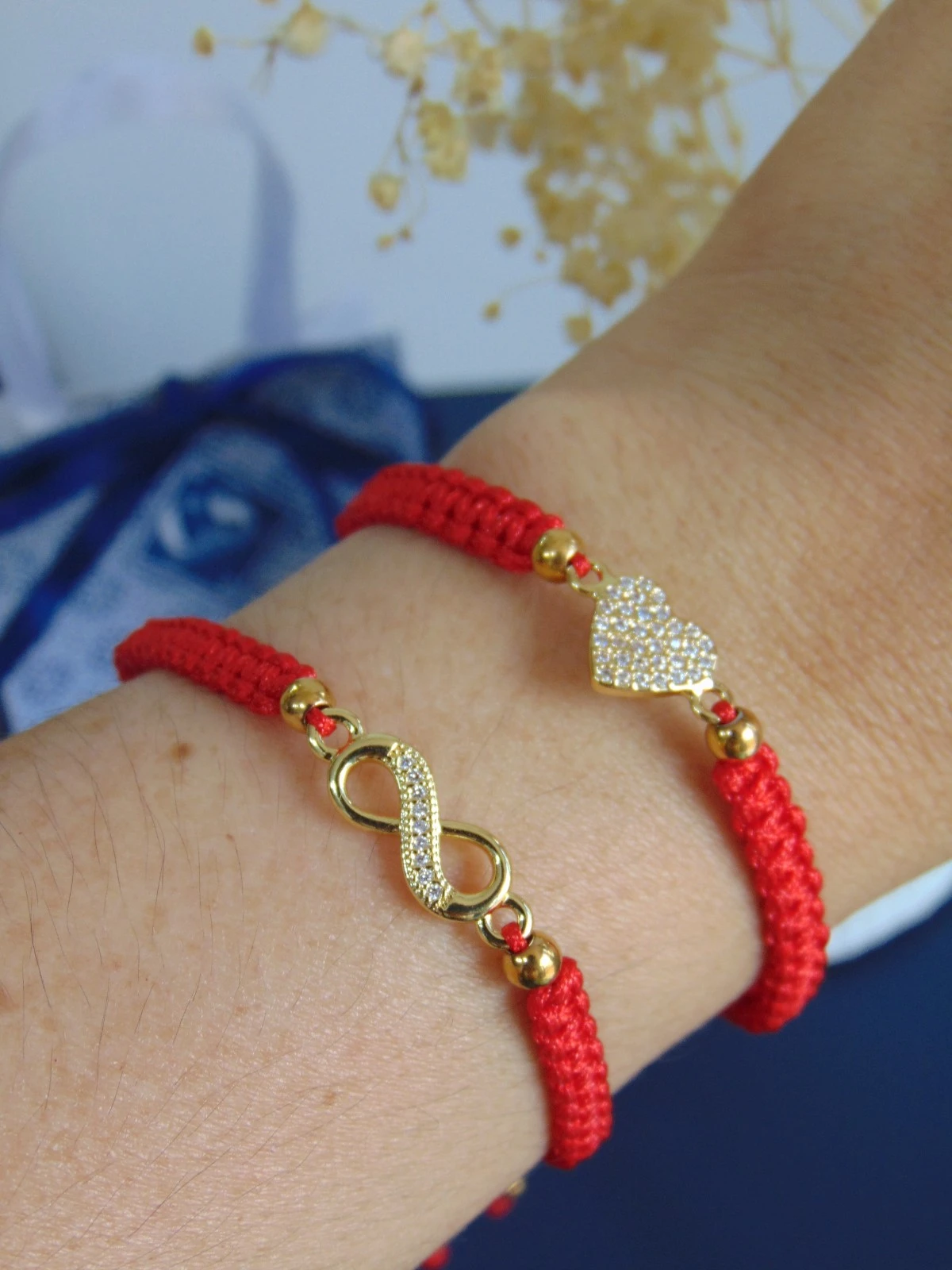 SET PULSERAS RODIO DOR TEJIDAS AMOR INFINITO