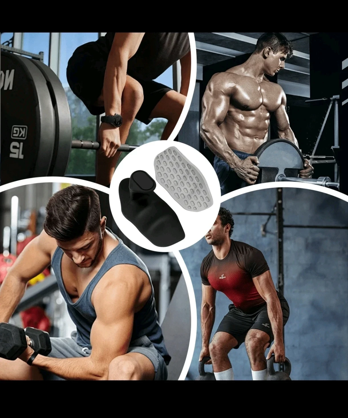 Grips Ergonómicos de Goma para Gimnasio - Almohadillas Antideslizantes Negras 3