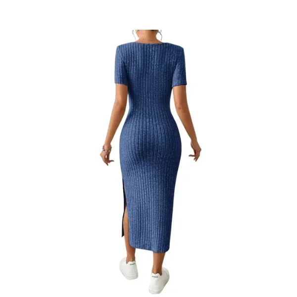 Vestido de cuello cuadrado de muslo con abertura 2