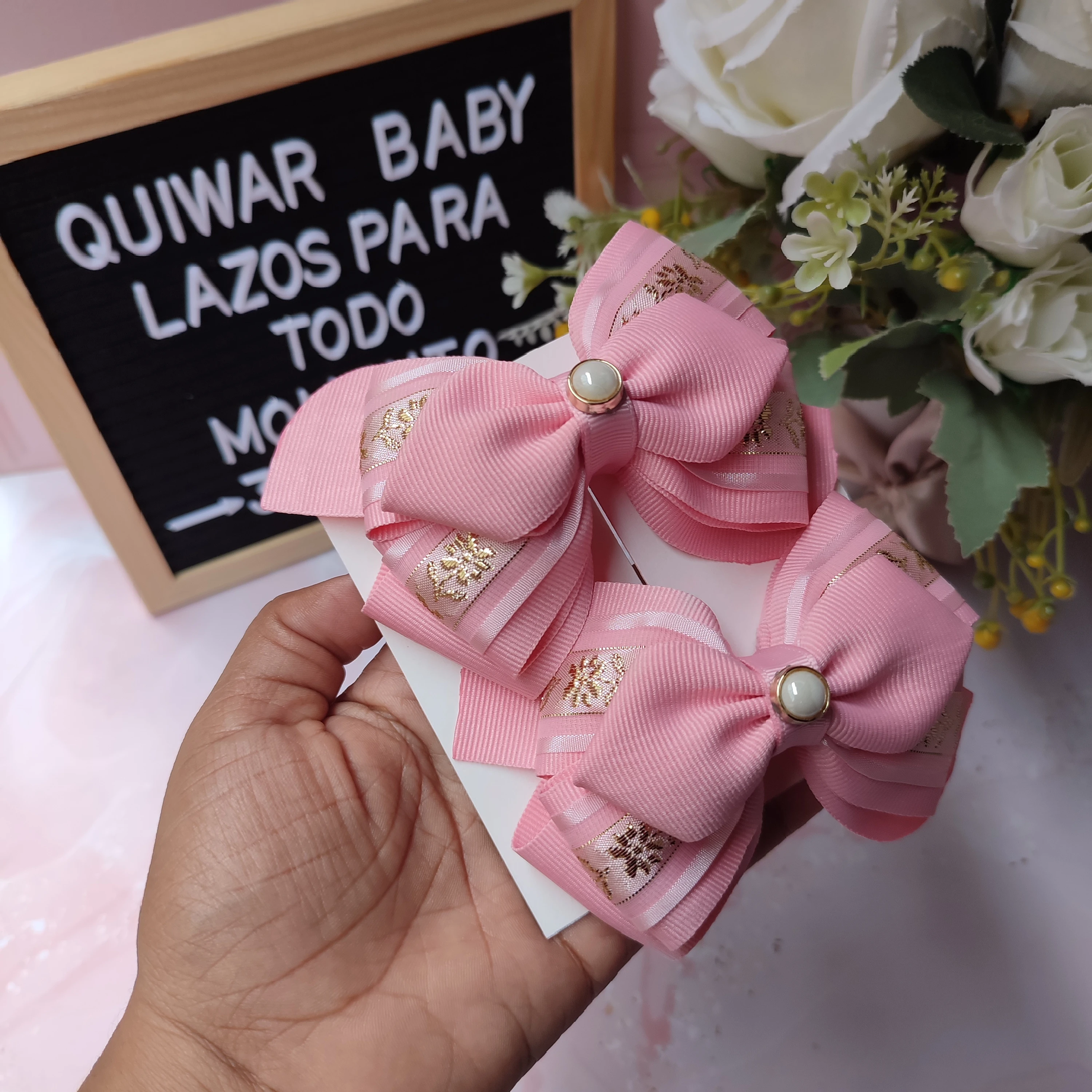 Par Lazo Luciana rosado con dorado