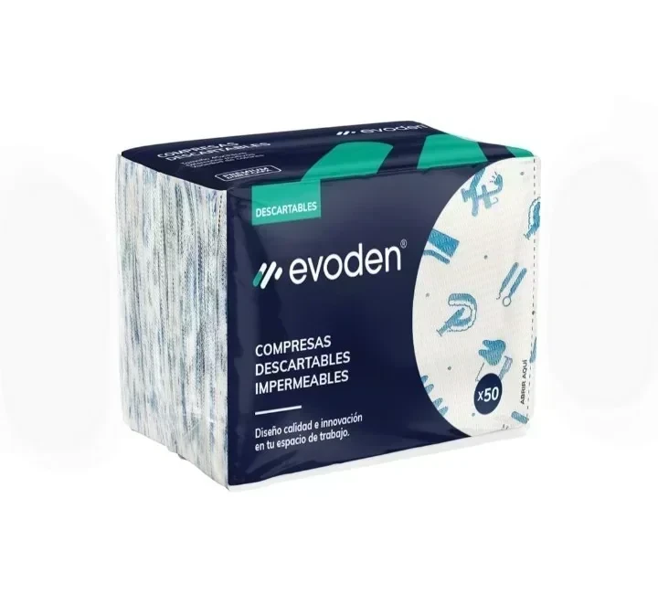 COMPRESAS DESCARTABLES ESTAMPADAS, DOBLE CAPA, BOLSA x 50u. EVODEN