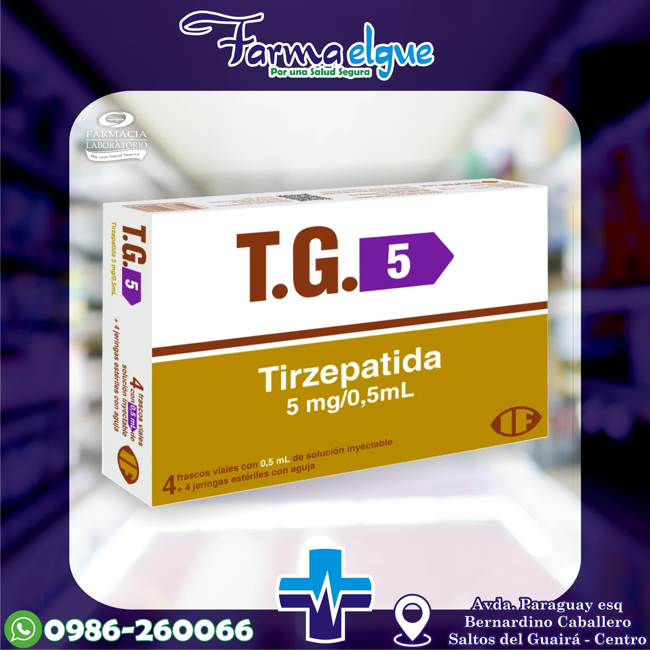 T.G. 5 Tirzepatida 5 mg/0,5 ml - Frasco Solucion Inyectable 4 Unidades