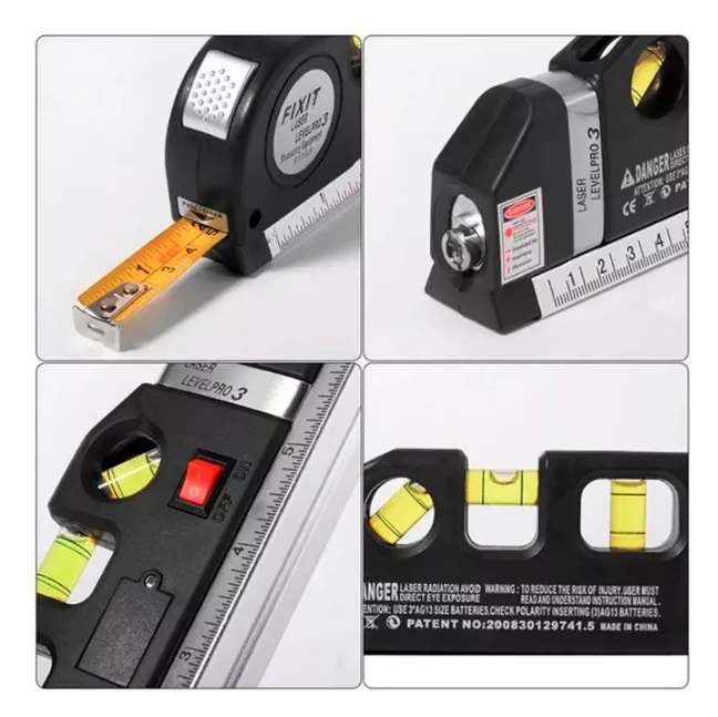 Nivel Laser Cinta Métrica Con 3 Burbujas Regla 2