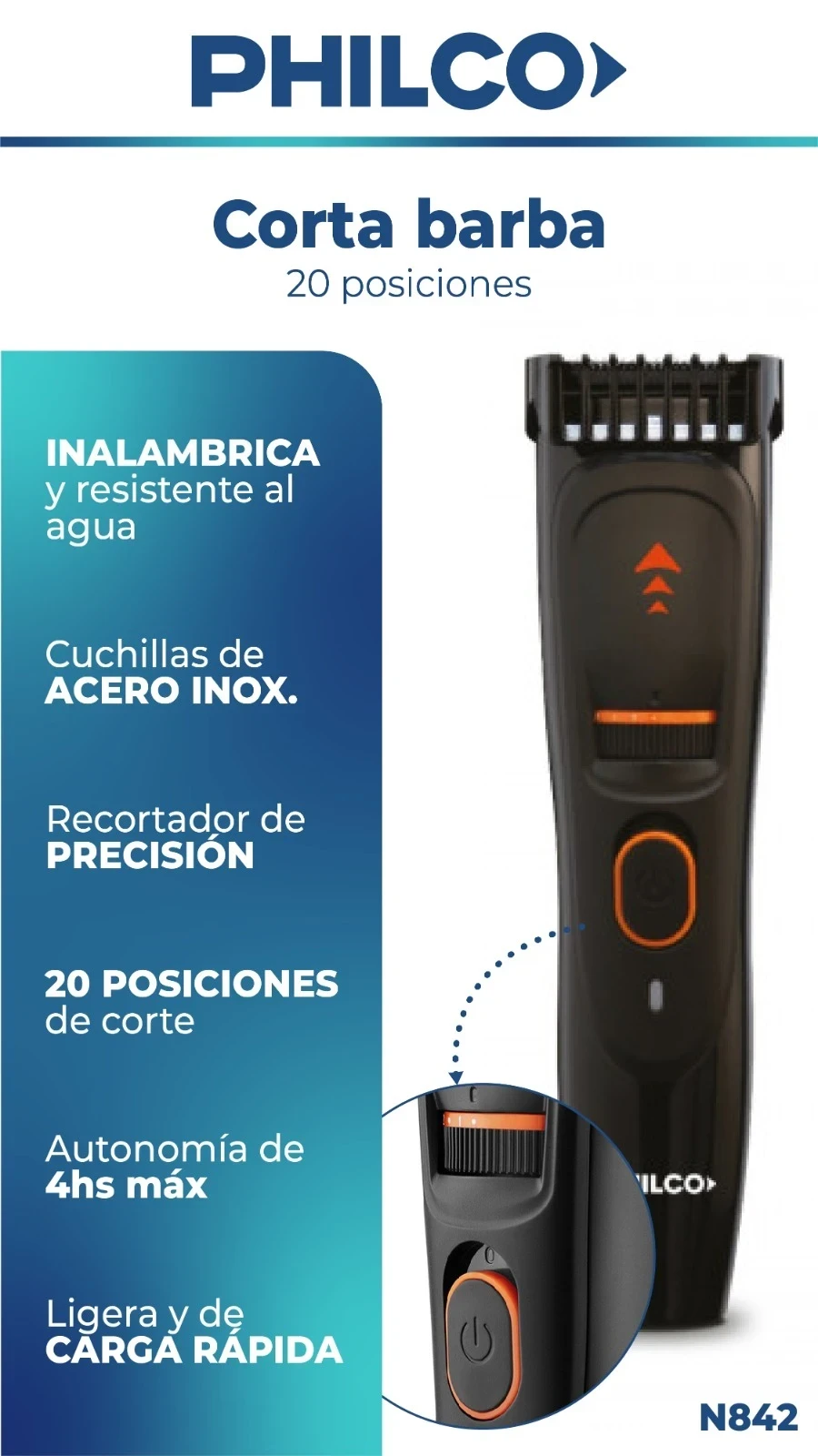 CORTABARBA PHILCO 20 POSICIONES 