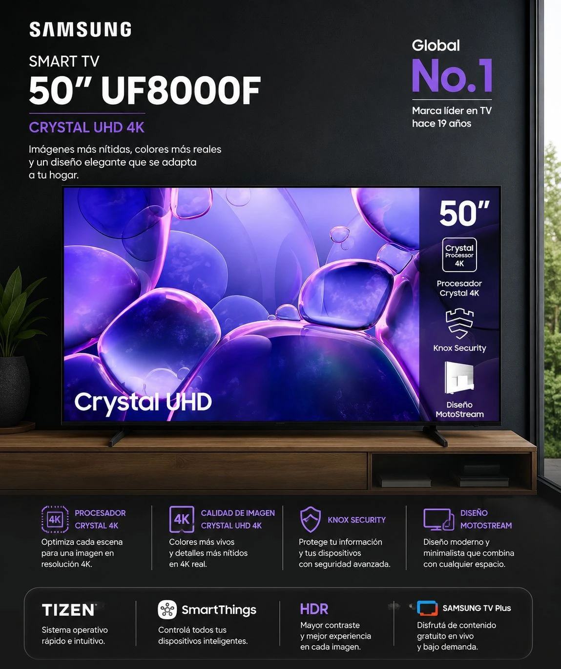 Smart TV Samsung 50” uf8000f*