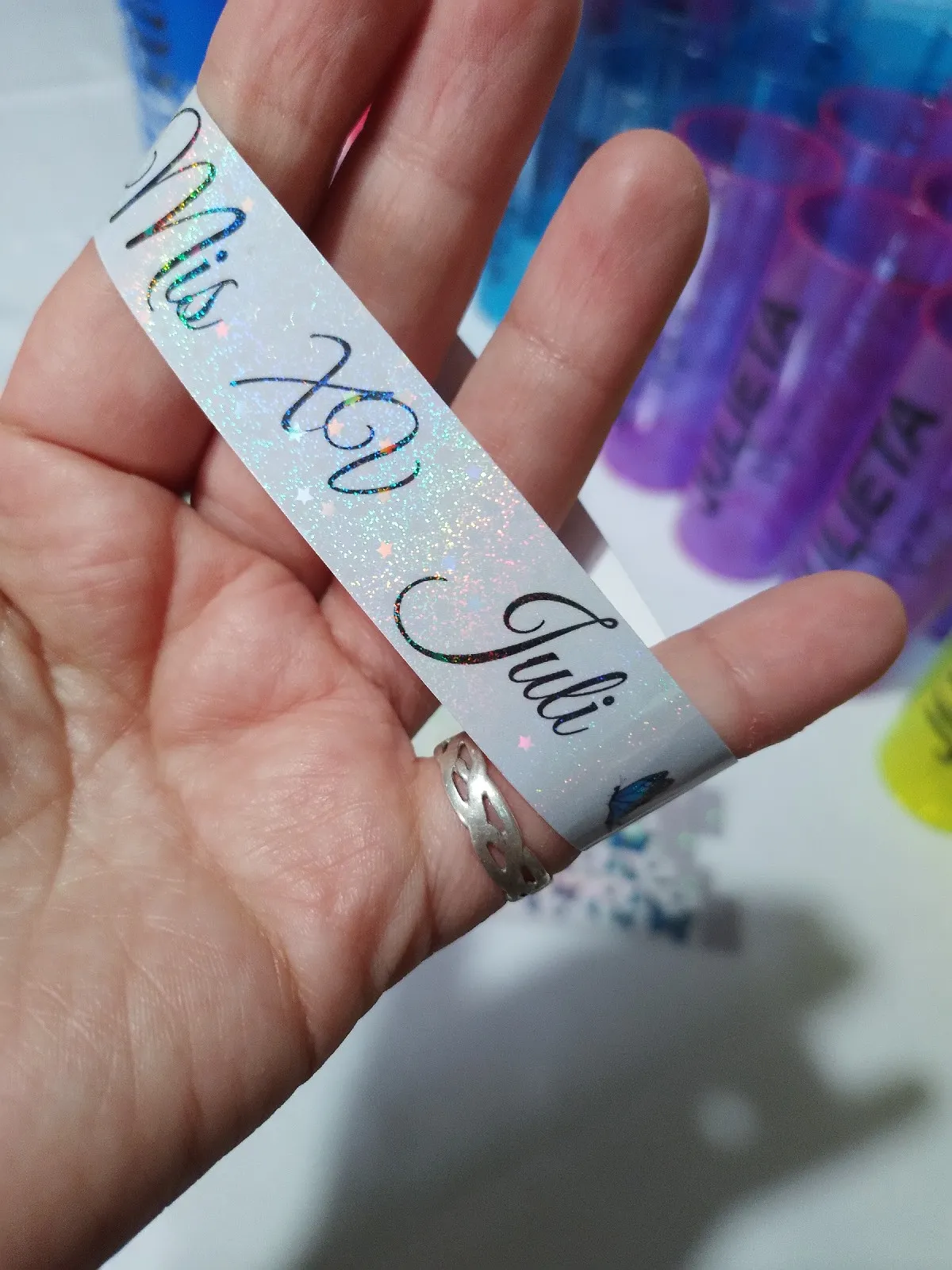 Pulseras de papel brillo pack por 50 unidades 