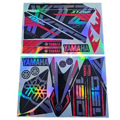 XTZ 150 Calcomanias 2025 Tornasol gris con rojo