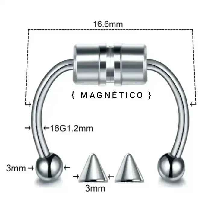 Piercing  Septum Ajustable Imantado  - Estilo sin perforación - Acero Quirúrgico  2
