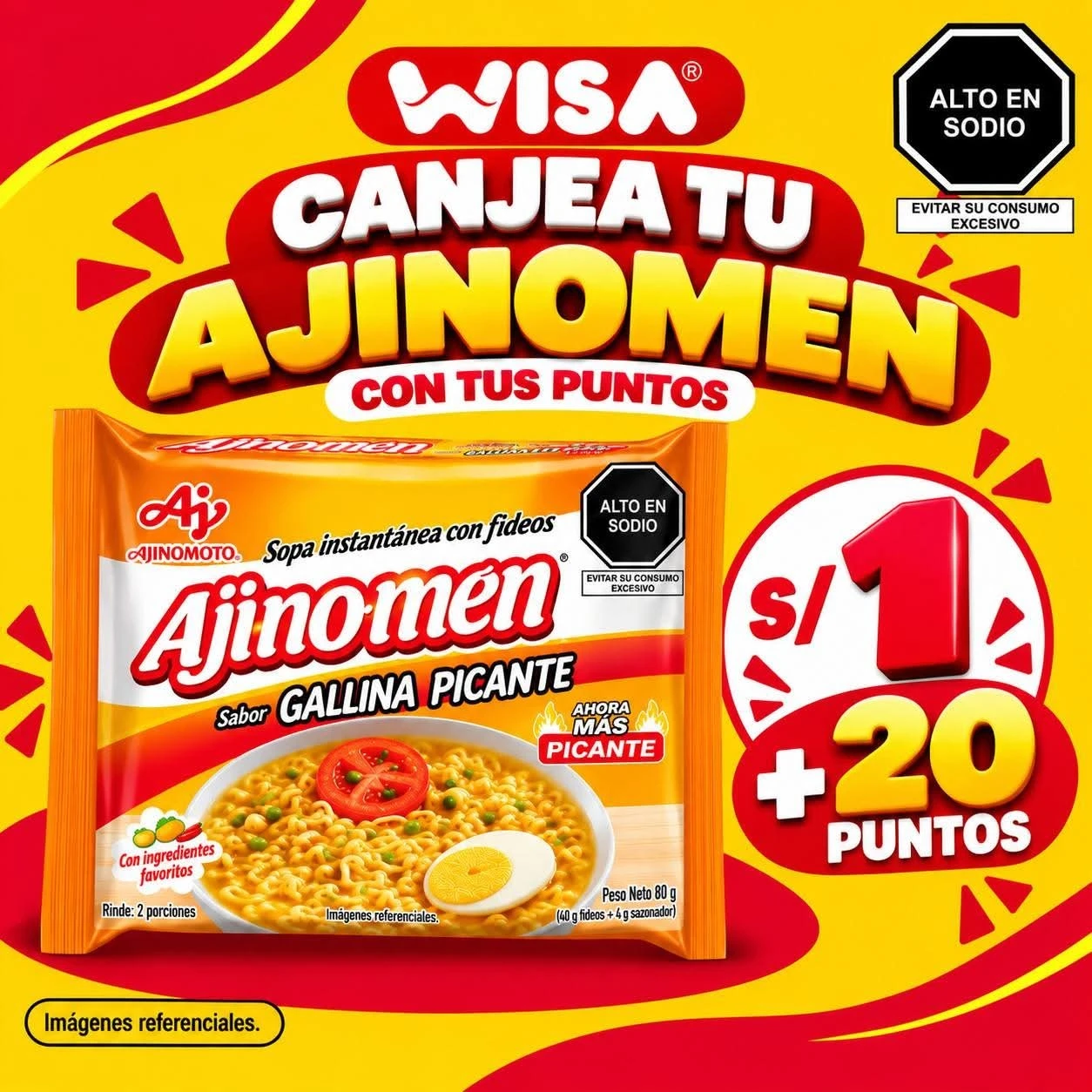 Ajinomen Instántaneo Gallina Picante 80 G S/1 + 20 puntos