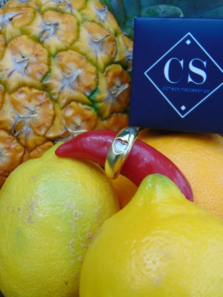 ANILLO ACERO DOR GLOBO MAXI LISO CORAZON