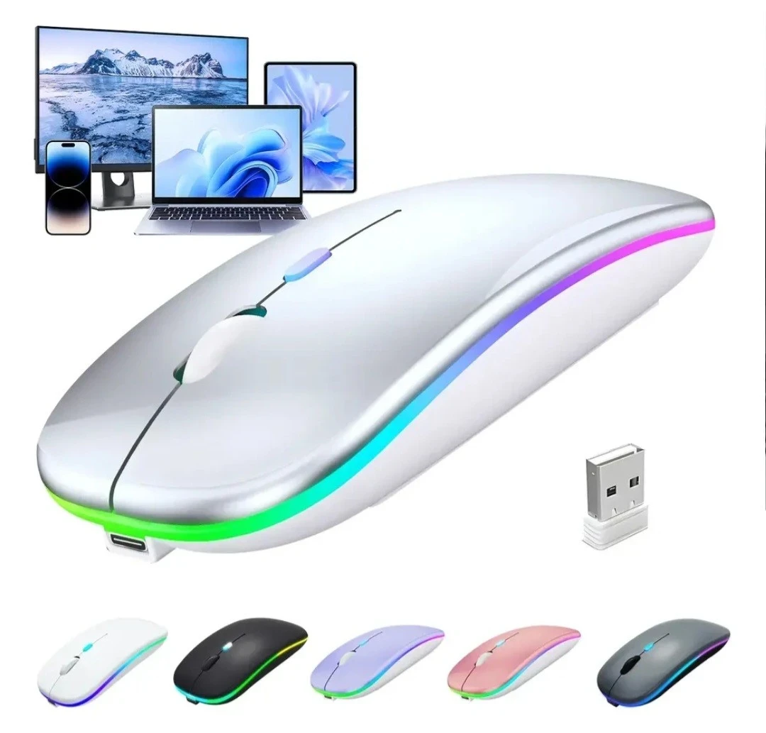 Mouse Inalambrico Recargable Usb Silencioso Dual Bluetooth 2