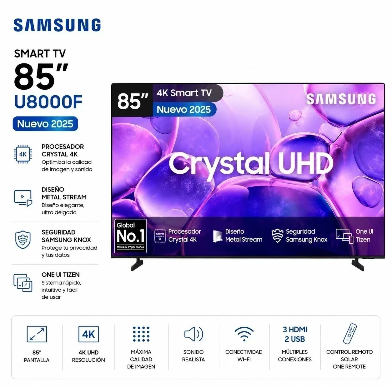 SMART TV SAMSUNG 85” U8000F