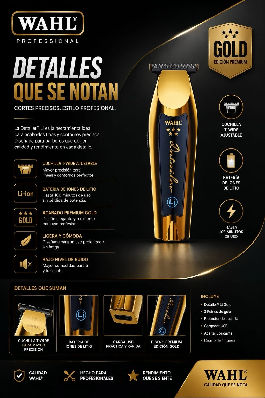 MAQUINA DE PELO WAHL GOLD DETAILER TITANIUM