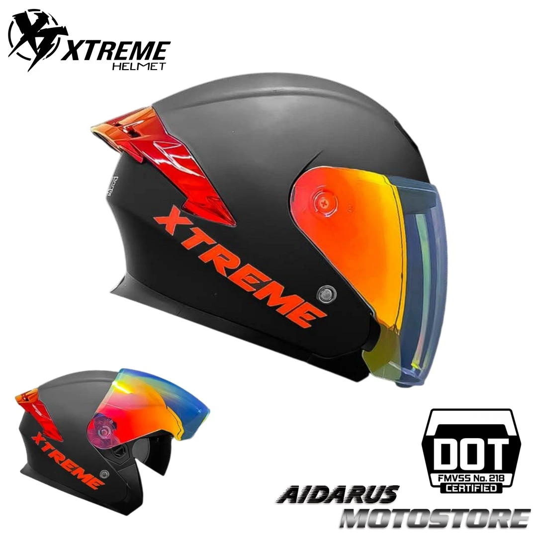 CASCO SEMIABIERTO XTREME XT717 NEGRO ROJO MATE