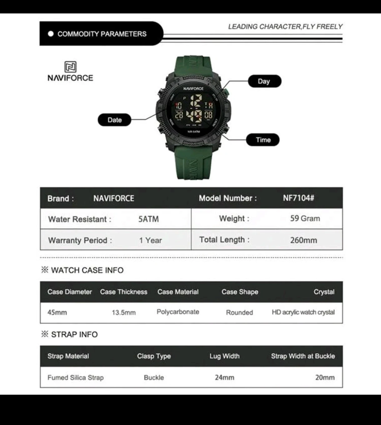 Reloj Digital Deportivo Naviforce NF7104 Total Black 5