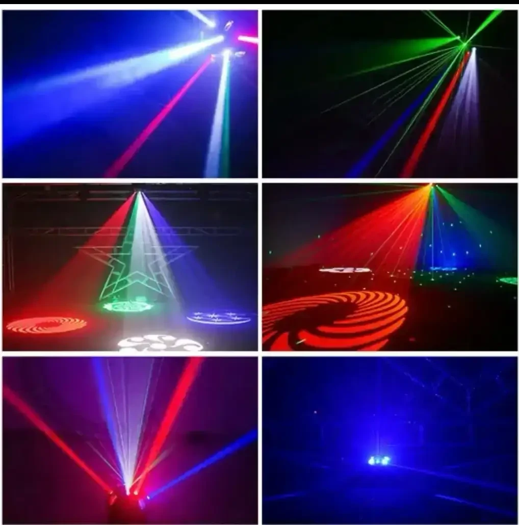 Momo etapa de iluminación láser patrón píxel 4 en 1 Luces LED de fiesta giratorias 3