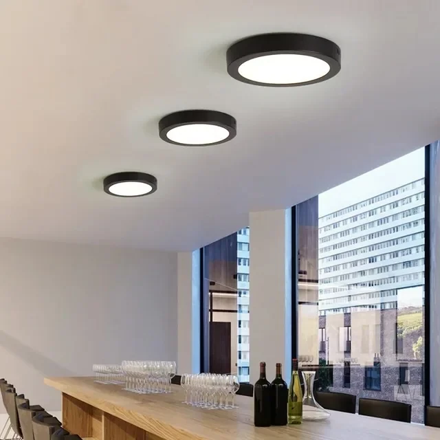 PANEL LED NEGRO SOBREPUESTO REDONDO 3