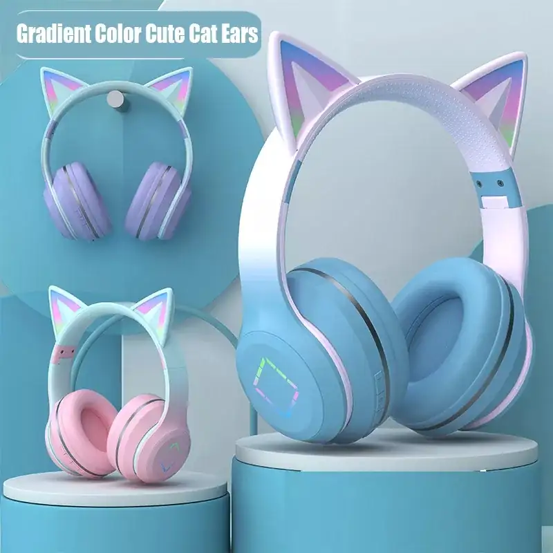 Fone de ouvido bluetooth sem fio, orelhas de gato  3