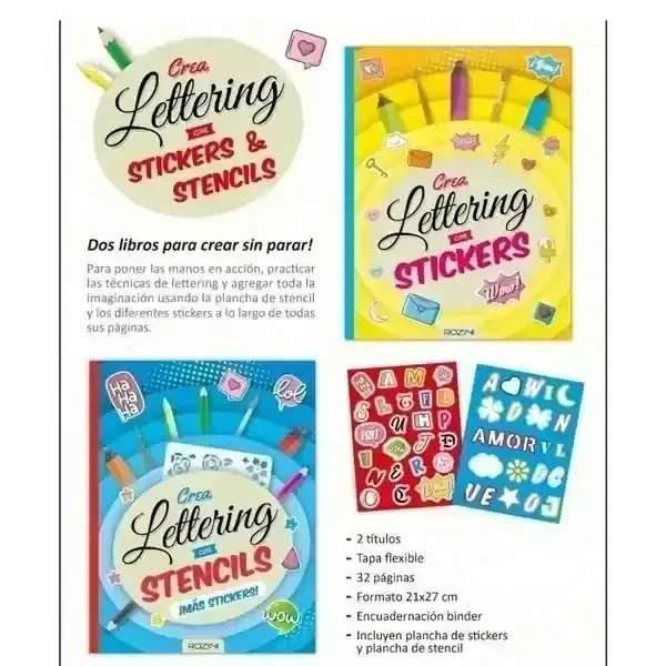 Libro Crea Lettering con Stickers/Stencil 2
