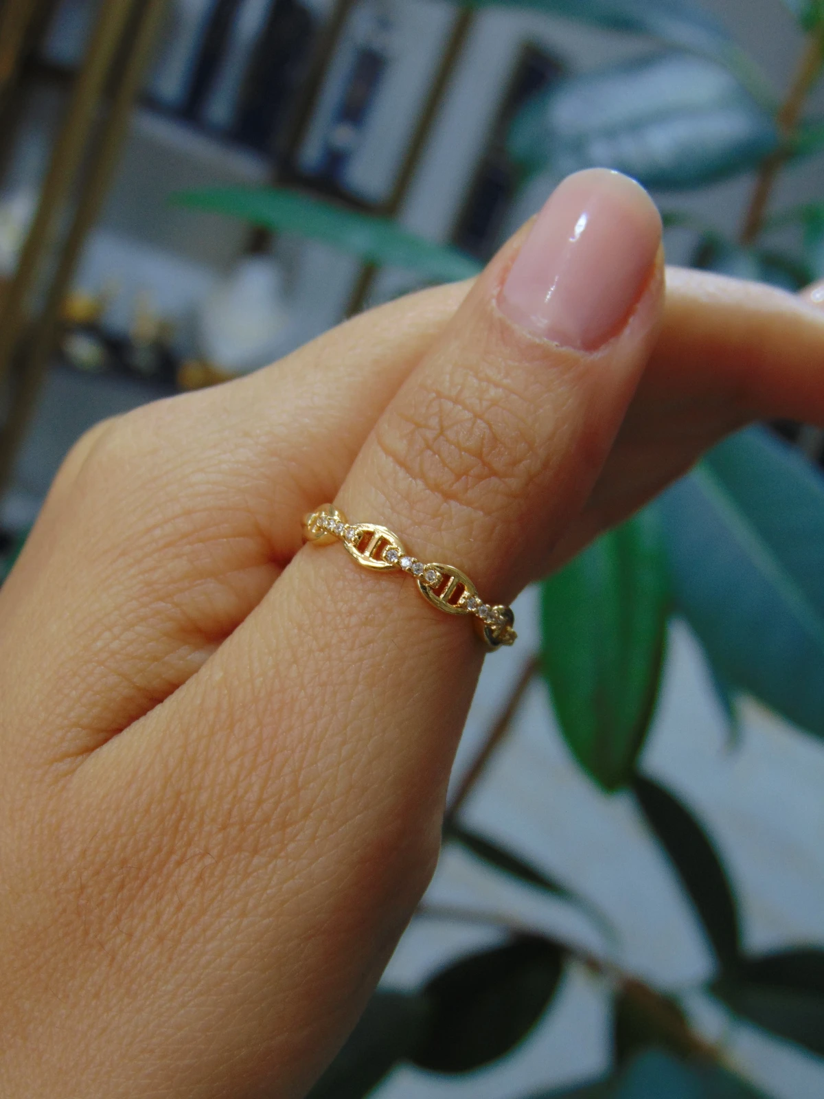 ANILLO ACERO DOR MINI ENTRELAZADO GUCCI