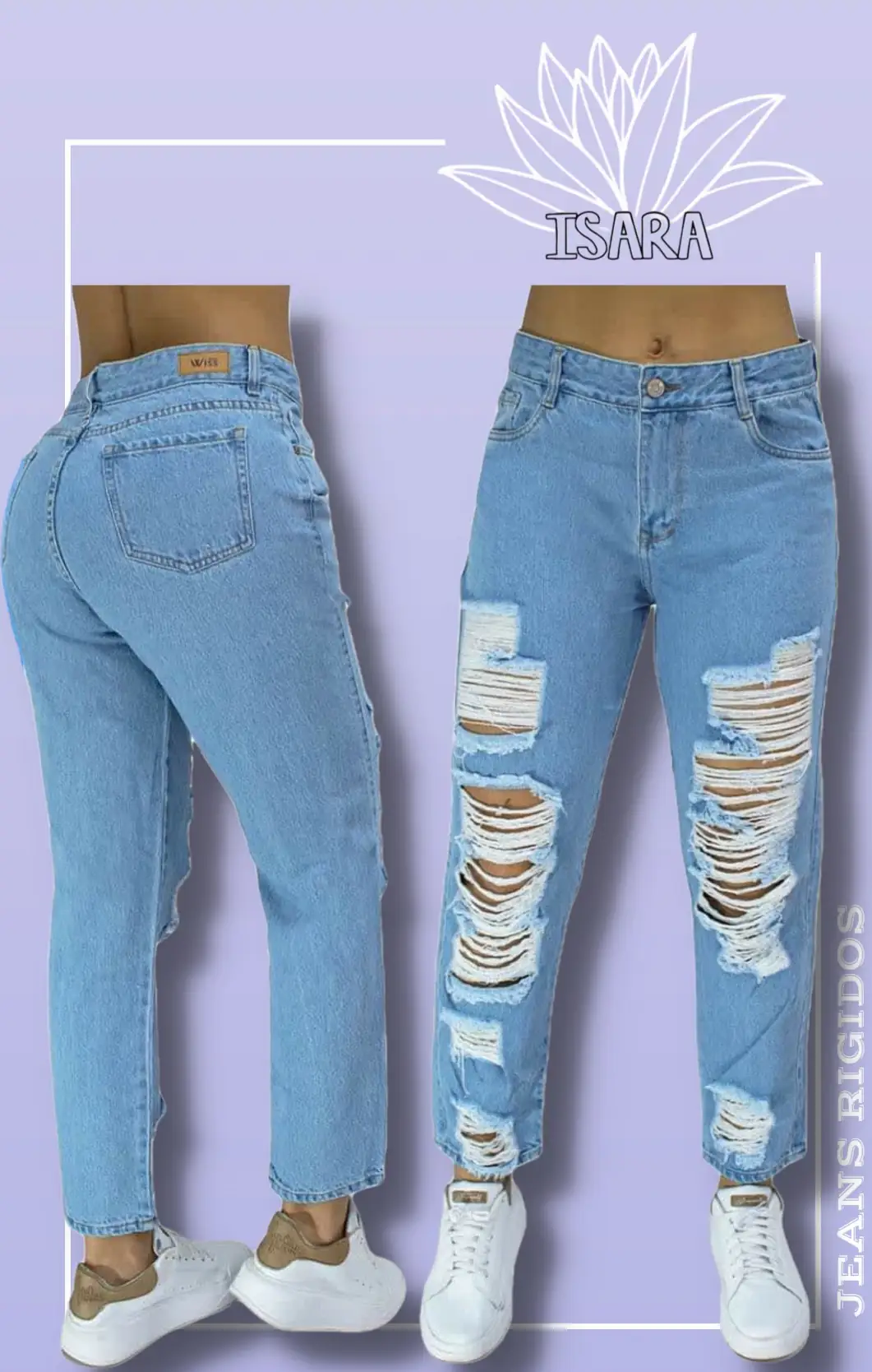 Jeans Rigido rotos 