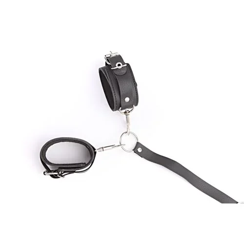 Fetiche / Esposas / Inmovilizador Con Esposas Mosquetón Regulable Eco-Cuero Negro 2
