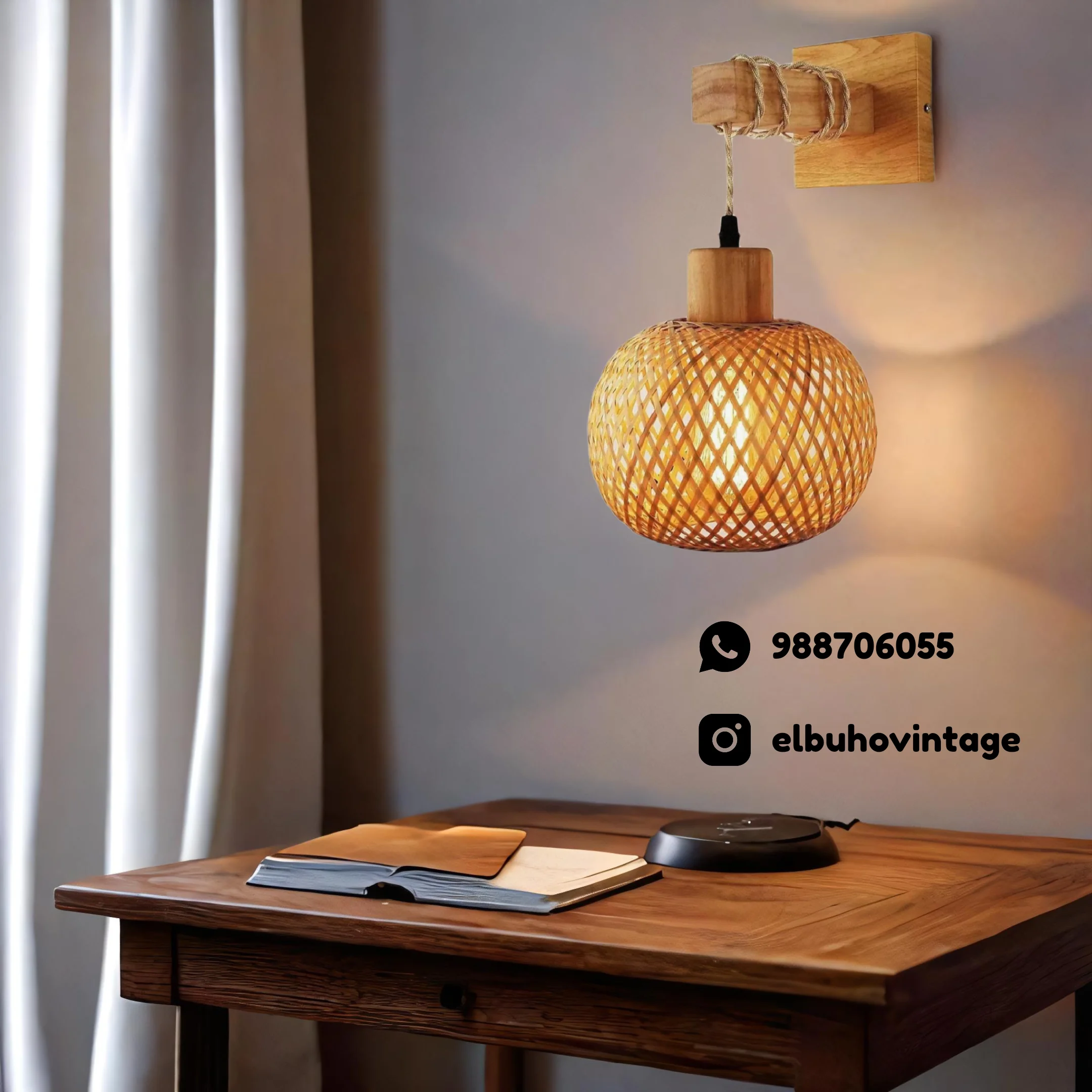 Elegancia Natural: Aplique de Pared en Ratán 9