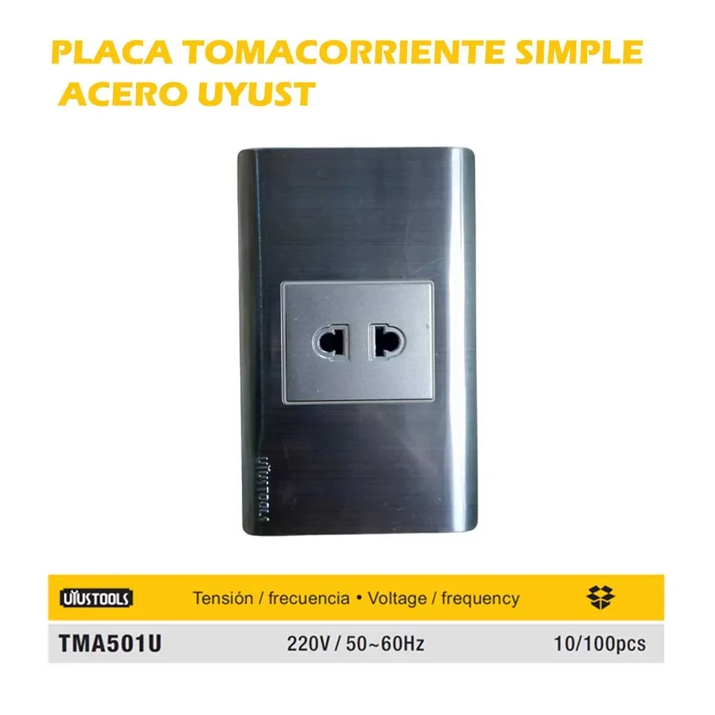 PLACA TOMACORRIENTE SIMPLE acero UYUST 220v/60Hz
