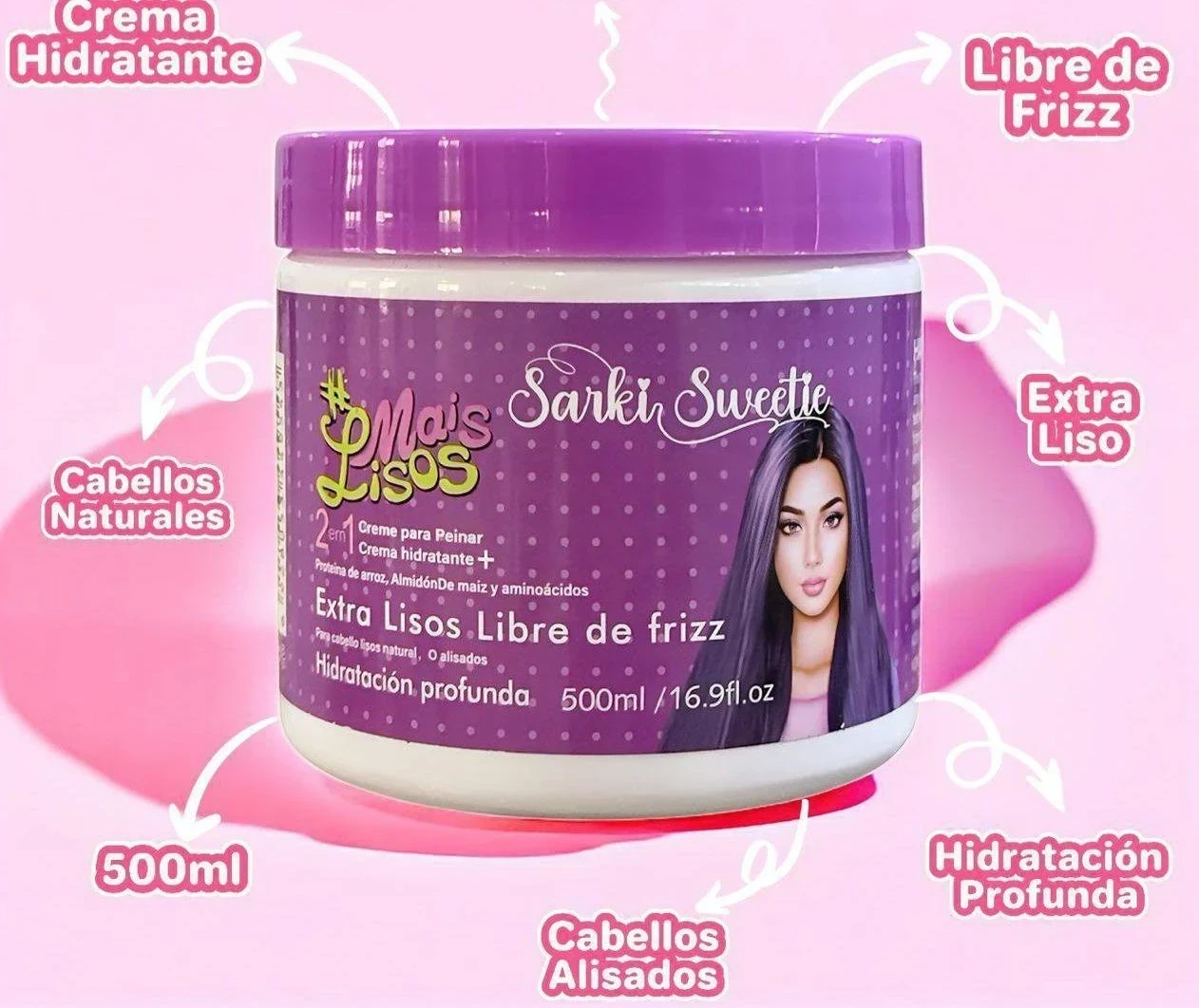  🌸 Crema para Peinar Mais Lisos – Sarkis Sweetie (500ml)